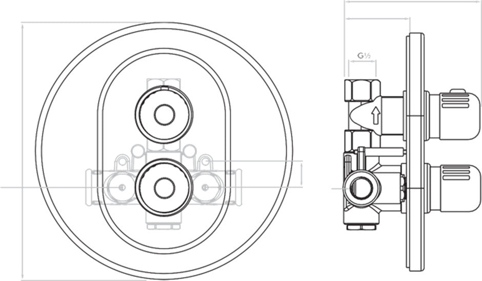 Inta 10025CP Ion Concealed Thermostatic Shower valve and trimset