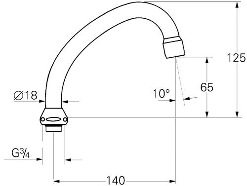 Grohe 13037 High Flow Spout 140mm