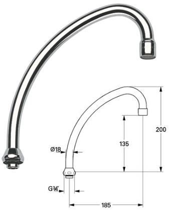 Grohe 13041 Swivel Spout 200 X 185Mm for kitchen mixers