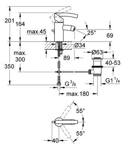 Grohe 33348 1/2" Tenso Single Lever Bidet Mixer