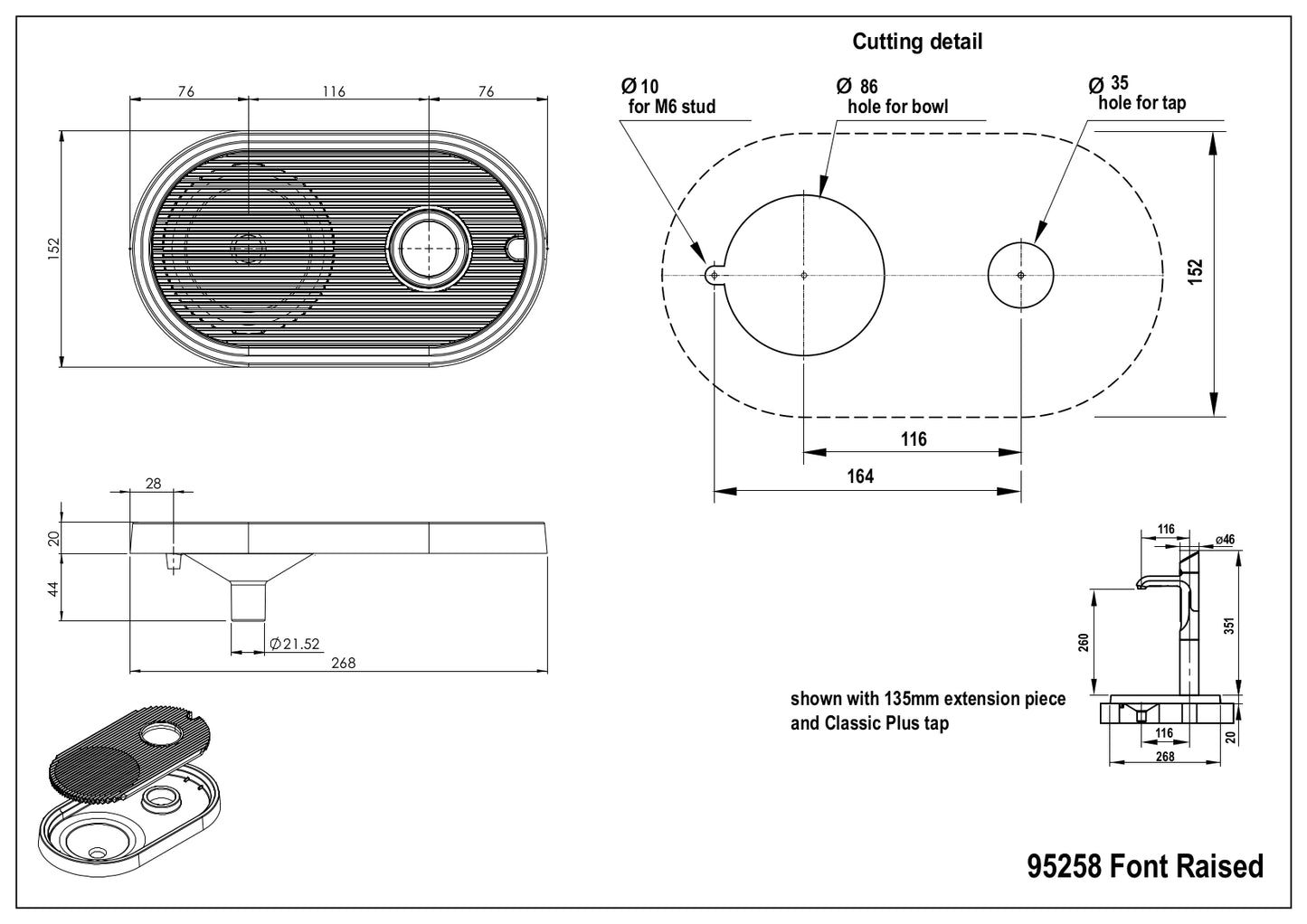 Zip 95258Z00 G5 Intergrated Raised tap font for Plus and Wave