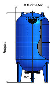 Zilmet 500 Ltr Ultra-Pro Floor Standing Vertical Potable Vessel
