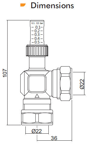 Automatic 22mm Angled Bypass Valve
