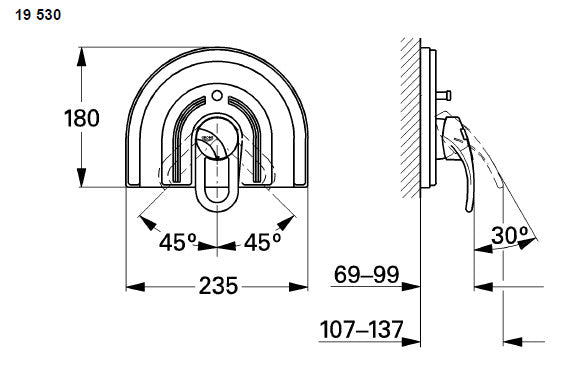 Grohe 19530000 Chiara single lever shower mixer trimset with diverter