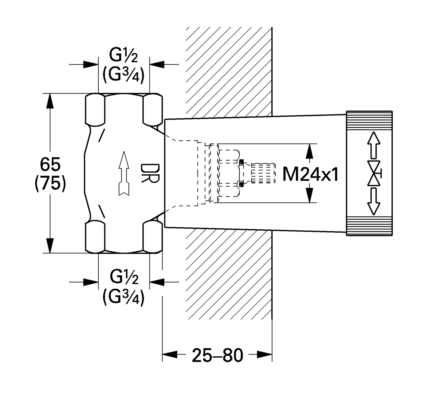 Grohe 29800 1/2" Concealed stop valve