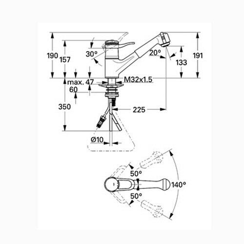 Grohe 33863H Europlus Kitchen Mixer - Single hole with Pull Out Spray