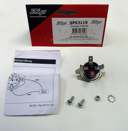 Zip SP93119 Thermal Overload 90 Degree 2 pole for Hydroboil Plus G2, G3 & G4