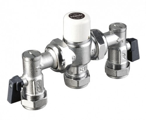 Intamix 40015MXCP Failsafe Thermostatic Mixing Valve with MX Service Valves.
