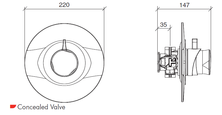 Inta I8001511cp I+Plus Concealed Contemporary Thermostatic shower c/w kit