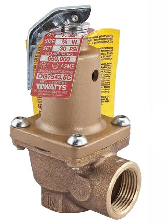 Watts EDP279220 1 1/4" F X F 3 Bar Bronze Safety Relief Valve